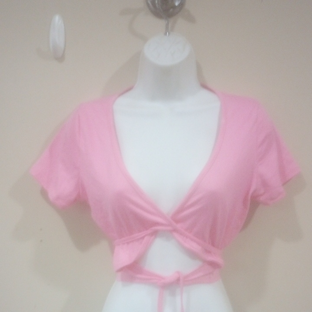 Pink Wrap Crop Top